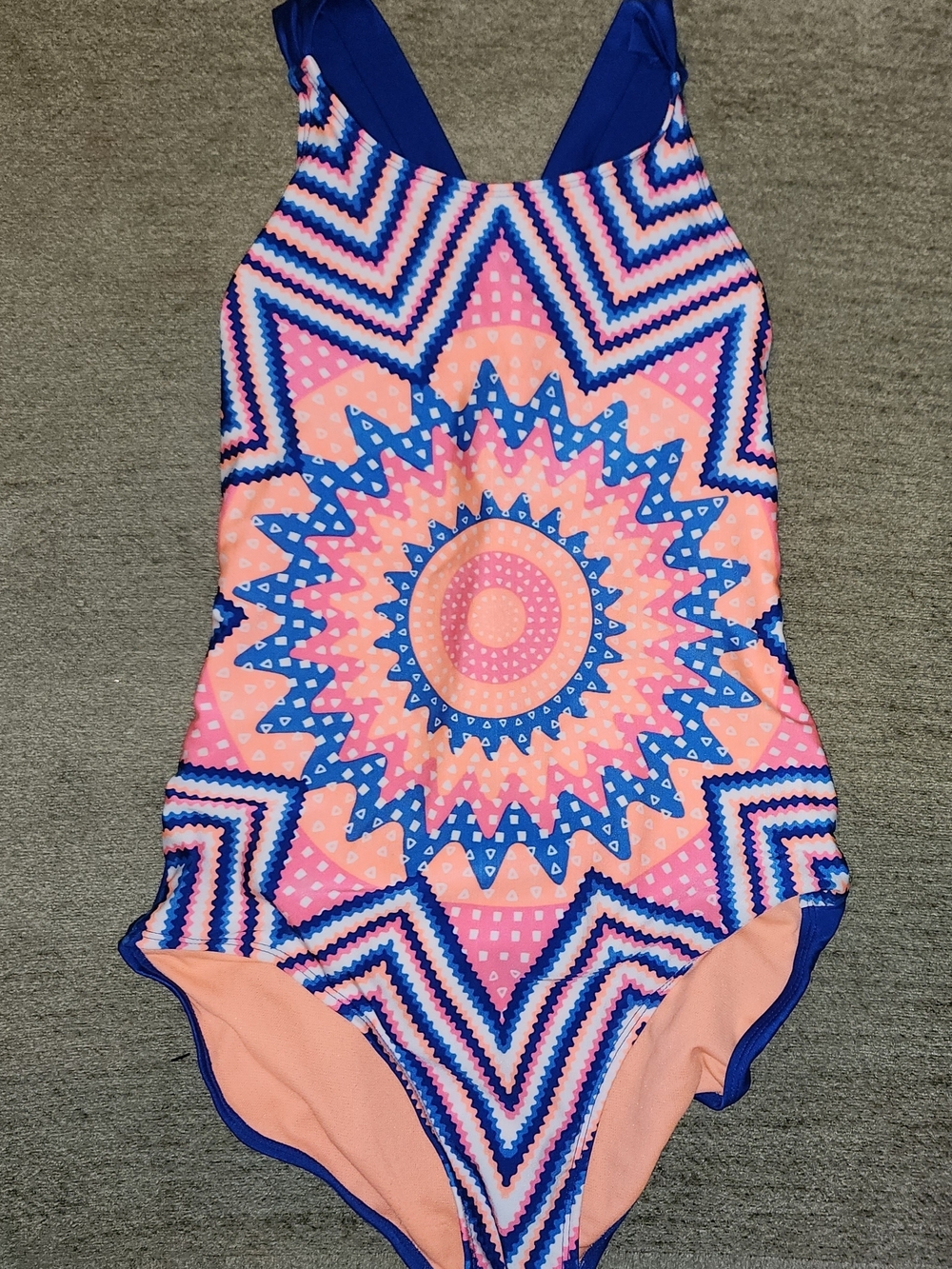 Cat & Jack Girls One-Piece Y Style Back Swimsuit in Pink and Blue